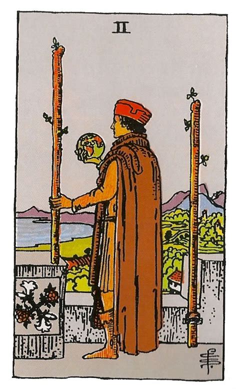 dos de bastos tarot|El Dos de Bastos en el Tarot de Marsella y su。